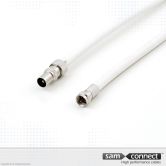 Coax RG 59 kabel, IEC naar F, 3 m, m/m